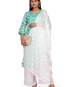 White Sequine Embroidered work Chinon Fabric Dupatta.