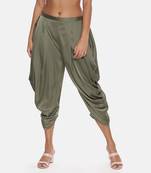 Green Satin Pleated Dhoti Pant