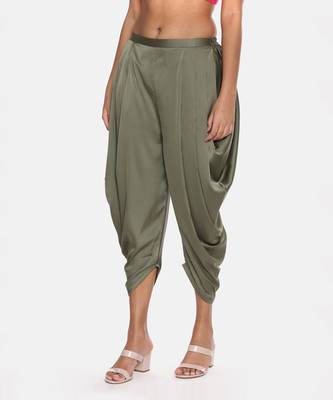 Green Satin Pleated Dhoti Pant 2