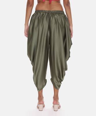 Green Satin Pleated Dhoti Pant 4