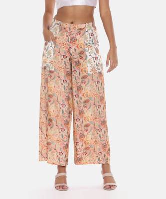 Muslin Printed Aqua Ivory Pant 1