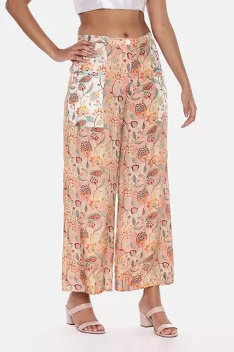 Muslin Printed Aqua Ivory Pant