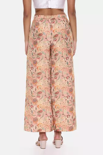Muslin Printed Aqua Ivory Pant