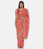 Printed Pink Ready Saree