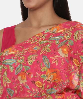 Printed Pink Ready Saree 2