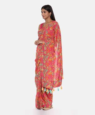 Printed Pink Ready Saree 3