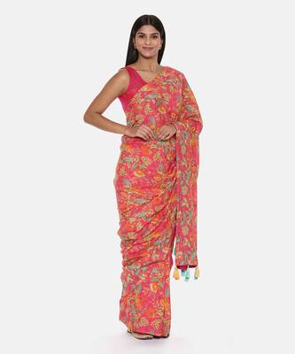 Printed Pink Ready Saree 4