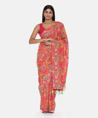 Printed Pink Ready Saree 6