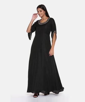 Black Silk Emroidered Gown 3