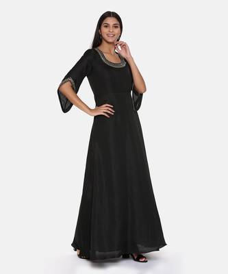 Black Silk Emroidered Gown 4