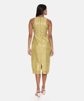 Gold Chanderi Printed Dress 5