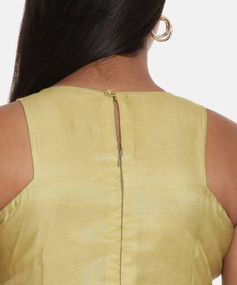 Gold Chanderi Printed Dress 7