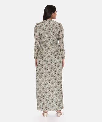 Silk Muslin Beige Green Dress 5