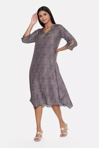 Linen Bemberg Blue Beige Dress