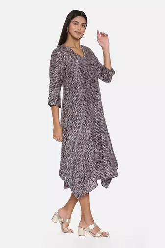 Linen Bemberg Blue Beige Dress