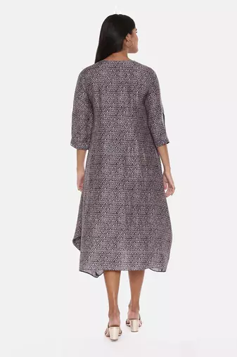 Linen Bemberg Blue Beige Dress