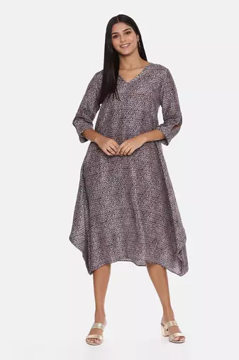 Linen Bemberg Blue Beige Dress
