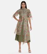 Chanderi Green Printed Dress