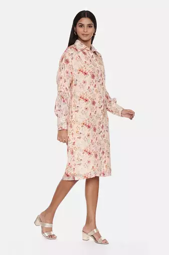 Pink Muslin Printed Dress