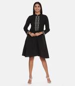 Black Cotton Embroidered Dress