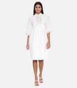 White Cotton Embroidered Dress