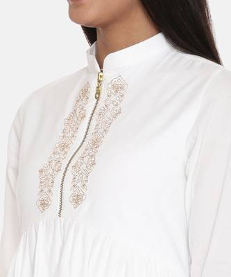 White Cotton Embroidered Dress 2