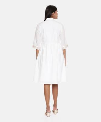 White Cotton Embroidered Dress 5