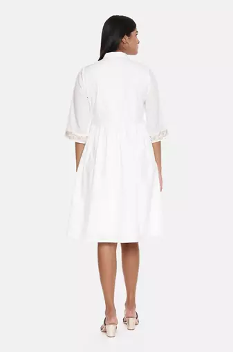 White Cotton Embroidered Dress