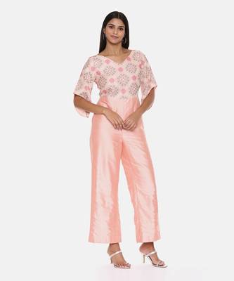 Pink Silk Chanderi Jumpsuit 4