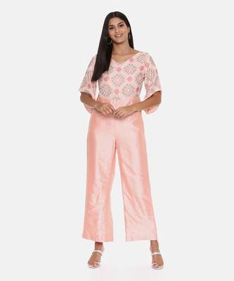 Pink Silk Chanderi Jumpsuit 6