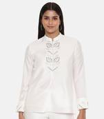 Ivory Cotton Silk Embroidered Top