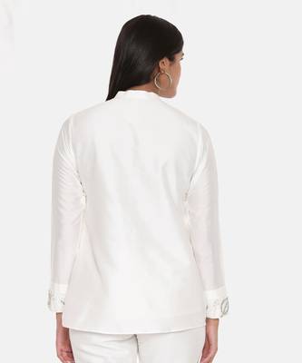 Ivory Cotton Silk Embroidered Top 5