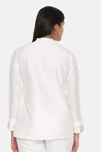 Ivory Cotton Silk Embroidered Top