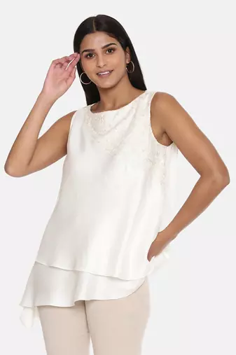 Silk Chanderi Embroidered Top