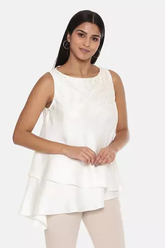 Silk Chanderi Embroidered Top