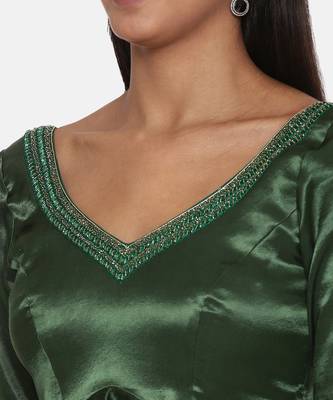 Silk Satin Green Embroidered Top 2