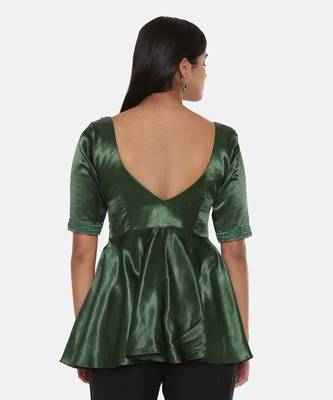Silk Satin Green Embroidered Top 5