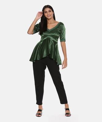 Silk Satin Green Embroidered Top 6