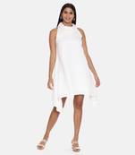 Cowl Neck Ivory Silk Short Dress