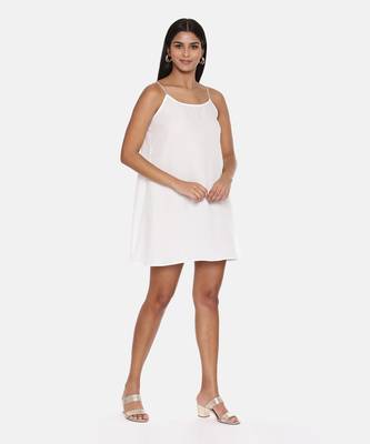 Cowl Neck Ivory Silk Short Dress 4