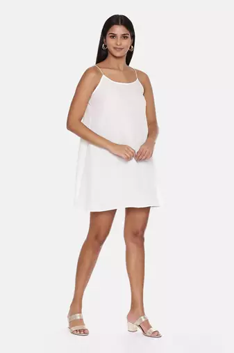 Cowl Neck Ivory Silk Short Dress