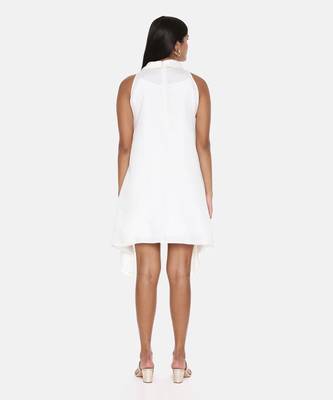 Cowl Neck Ivory Silk Short Dress 5