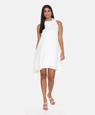 Cowl Neck Ivory Silk Short Dress 6