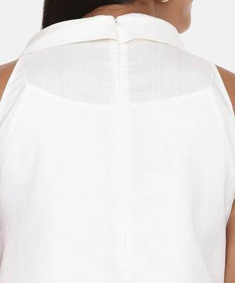 Cowl Neck Ivory Silk Short Dress 7