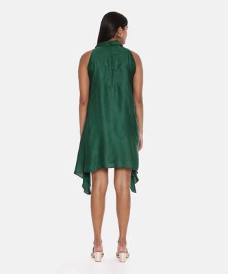 Cowl Neck Green Silk Short Dress 6
