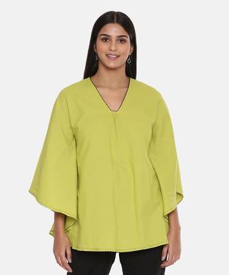 Green Cotton Pleated Top 2