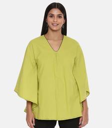 Green Cotton Pleated Top