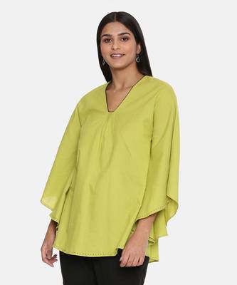 Green Cotton Pleated Top 4