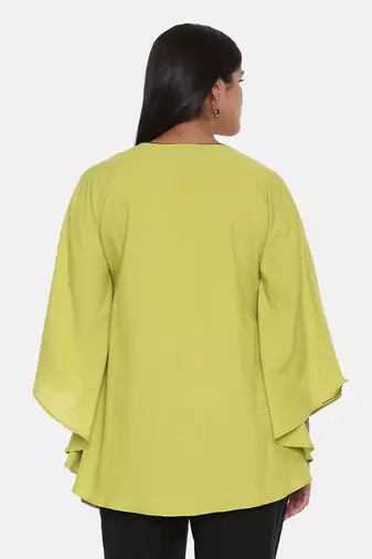 Green Cotton Pleated Top