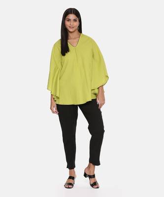 Green Cotton Pleated Top 1